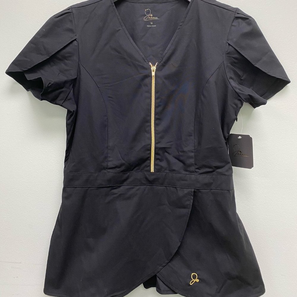Jaanuu Black Tulip Scrub Top